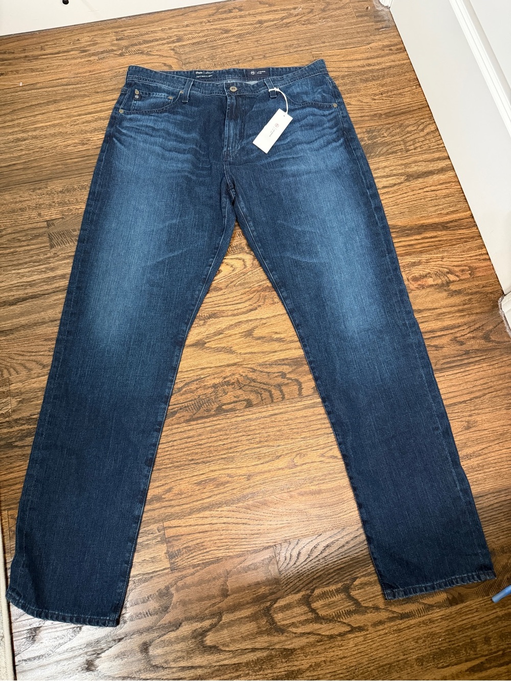 AG Adriano Goldschmied Owen’s Athletic Fit Straight Jeans Blue Denim 38x34